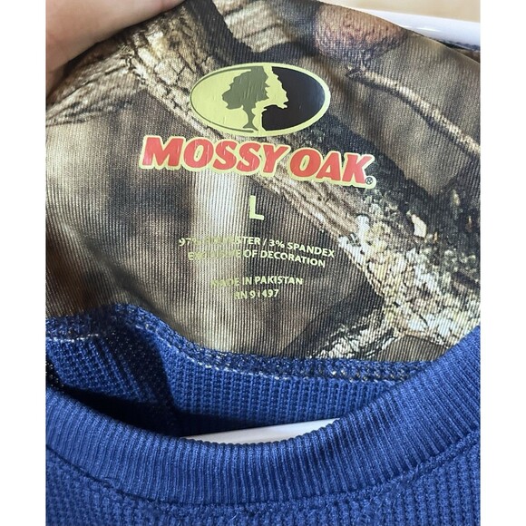 Mossy Oak Shirt Mens Large Red Henley Thermal Waffle Knit Base Layer Casual Tee - Picture 2 of 5